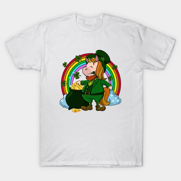 Unicorn Leprechaun - St Patricks Unicorn T-Shirt by Modern Medieval Design